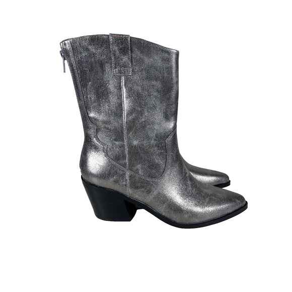 Dolce Vita Imana Mid Calf Silver Cowboy Western Boots Women's Size‎ 7.5 - Picture 1 of 8
